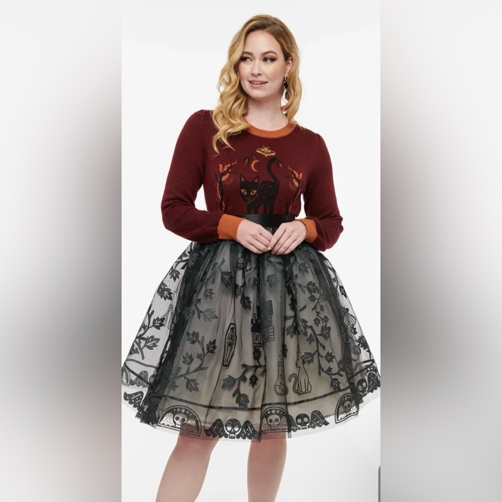 Hocus Pocus Black Glitter Tulle Flare Skirt